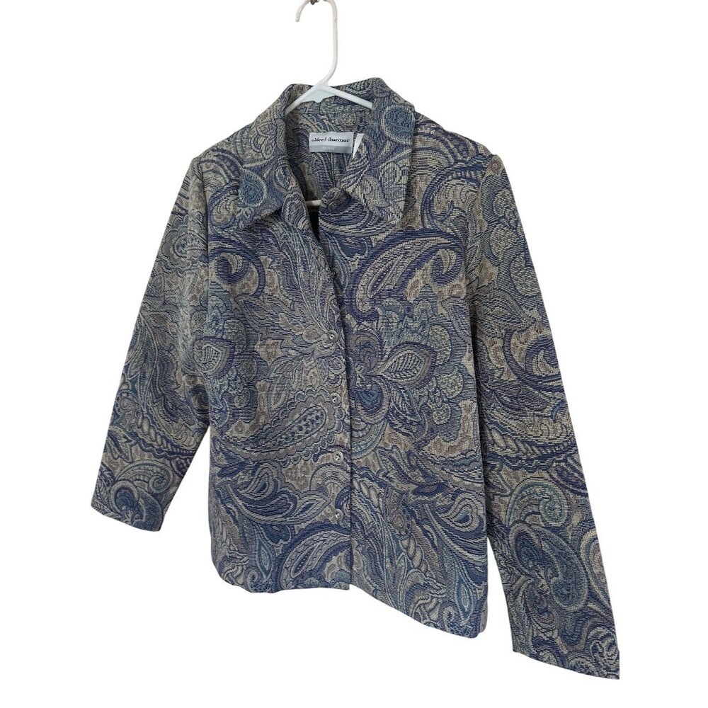Alfred Dunner blue and tan paisley print blazer jacket size 10P